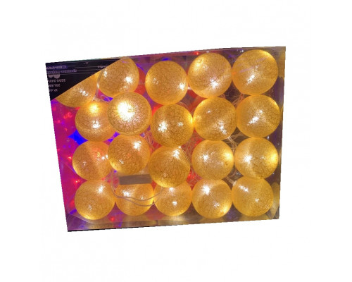 Гирлянда-фонарик Хлопковые шарики из ниток 20 штук 6,5 см Тёплый белый