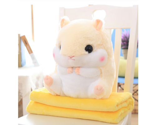 Игрушка хомяк с пледом 3 в 1 жёлтый