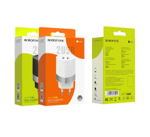 Зарядное устройство BOROFONE BA26A Mighty 2*USB, 2.4A, черный
