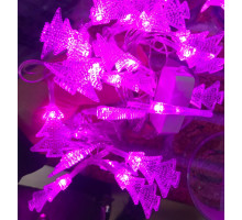 Розовая мигающая гирлянда лента Ёлочки