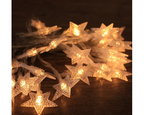 Ёлочная гирлянда Звёзды 4 м тёплый белый