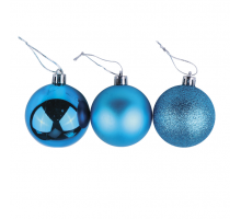 Набор из шести ёлочных шаров 10 см голубой