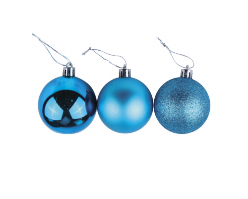 Набор из шести ёлочных шаров 10 см голубой