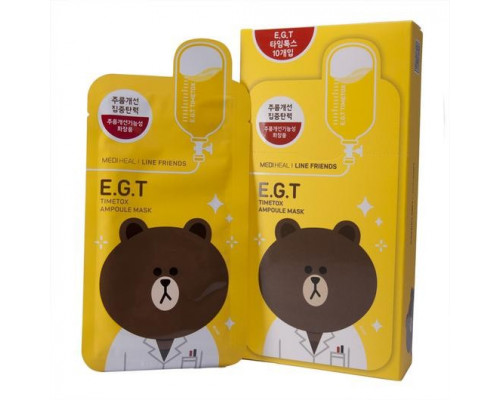 Тканевая антивозрастная маска Mediheal Line Friends E.G.T Timetox Ampoule mask