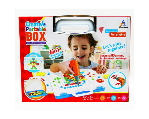 Конструктор мозаика с шуруповертом Животные 263+ детали Creative Portable Box