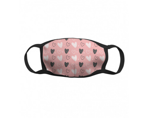 Многоразовая тканевая защитная маска Сердечки