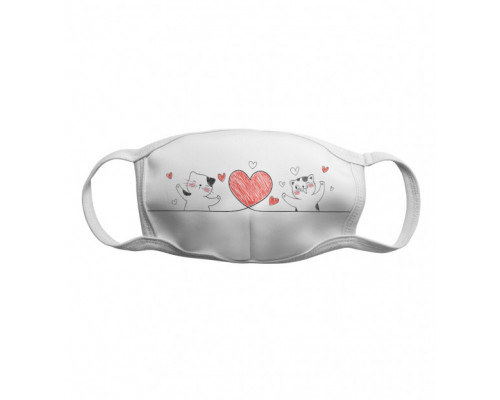 Многоразовая тканевая защитная маска Влюбленные котики