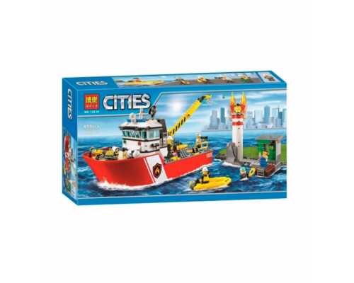Конструктор Cities Пожарный катер 450 деталей