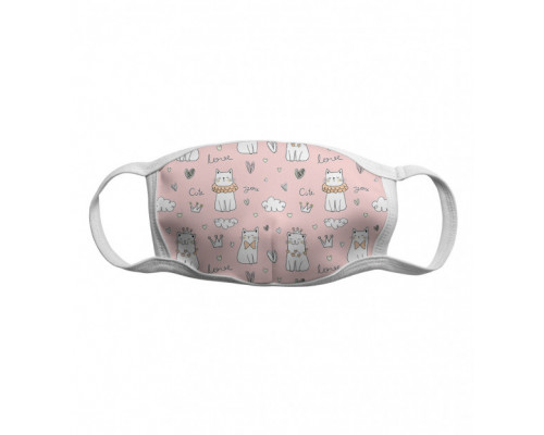 Многоразовая тканевая защитная маска Много котиков